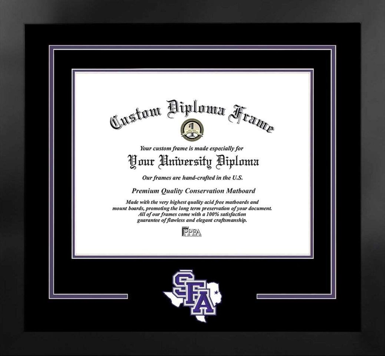 Stephen F Austin 14w x 11h Spirit Diploma Manhattan Black Frame with Bonus Campus Images Lithograph (value savings $59)